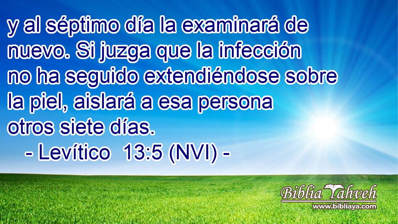  y al séptimo día la examinará de nuevo. Si juzga que la infección no ha seguido extendiéndose sobre la piel, aislará a esa persona otros siete días. 