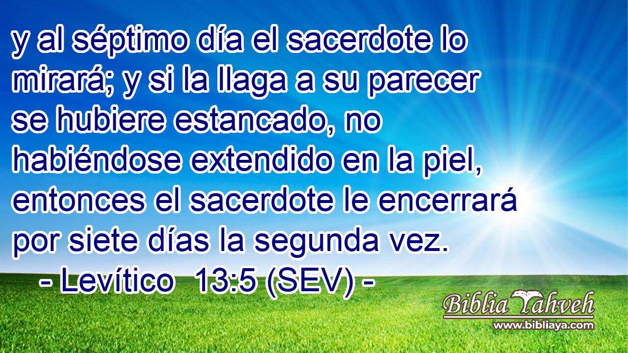 y al séptimo día el sacerdote lo mirará; y si la llaga a su parecer se hubiere estancado, no habiéndose extendido en la piel, entonces el sacerdote le encerrará por siete días la segunda vez.