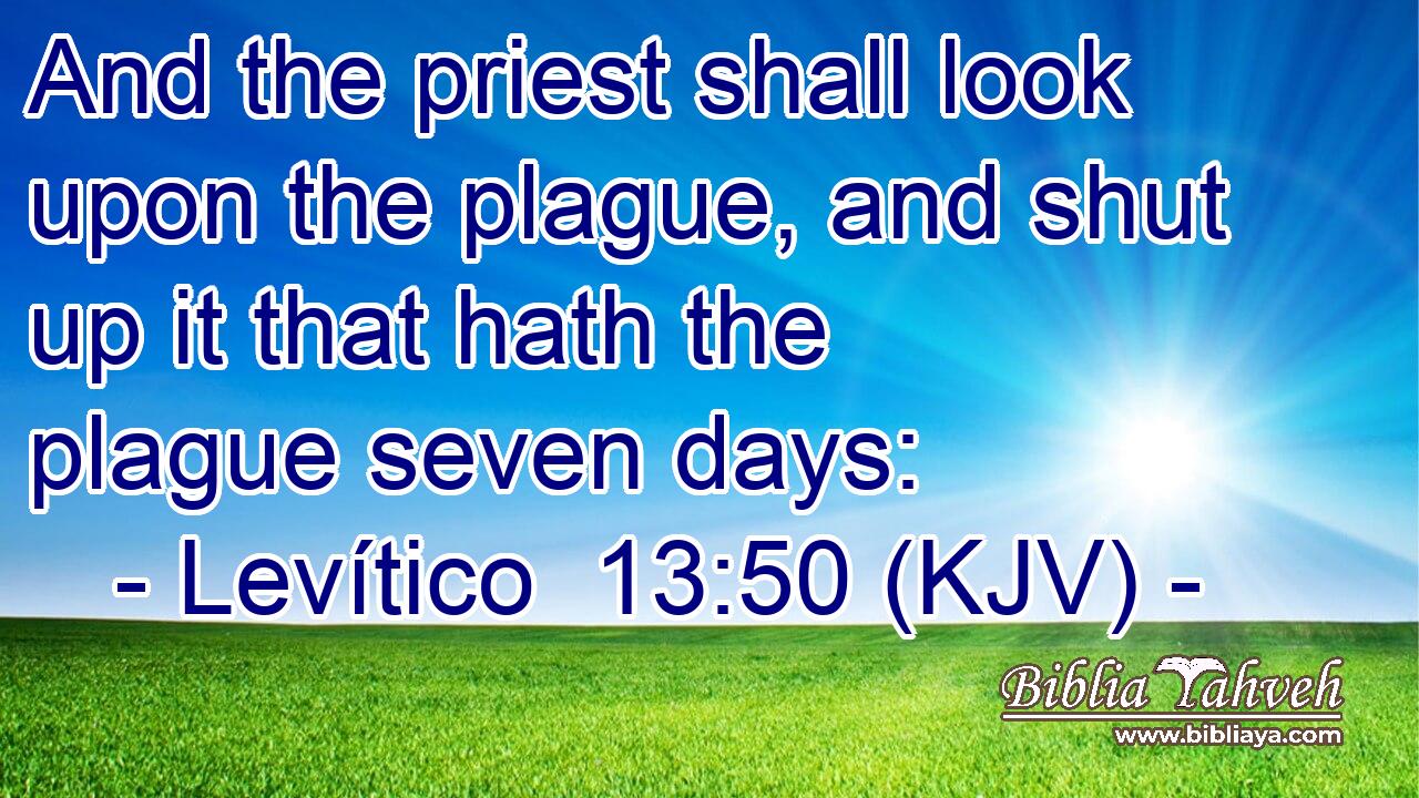 And the priest shall look upon the plague, and shut up it that hath the plague seven days:
