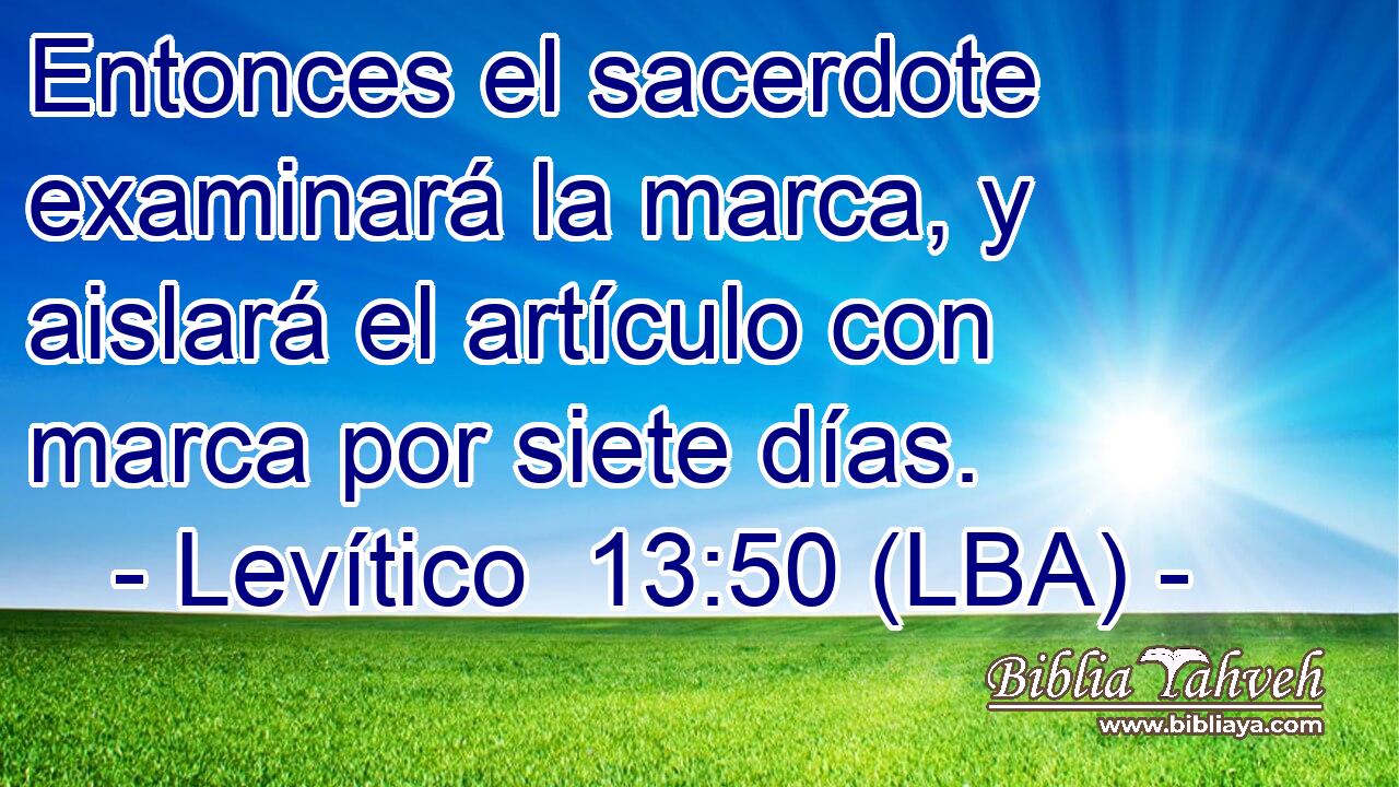 Entonces el sacerdote examinará la marca, y aislará el artículo con marca por siete días.
