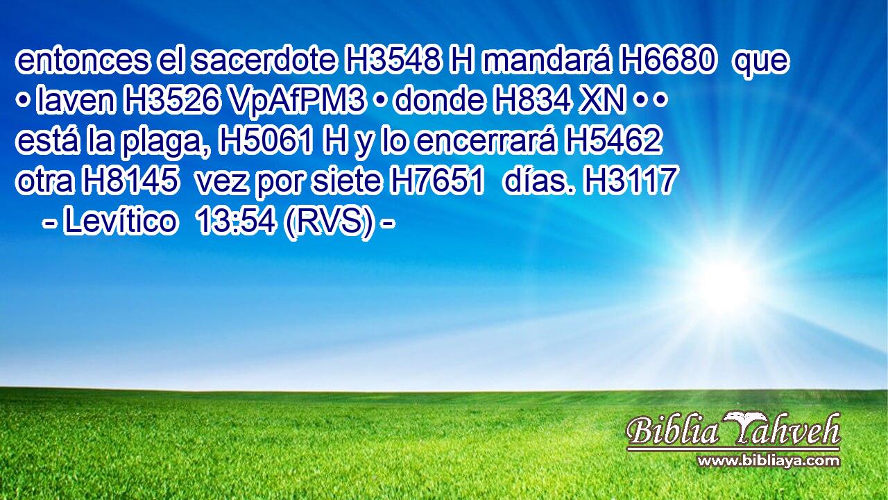 entonces el sacerdote H3548 H mandará H6680  que • laven H3526 VpAfPM3 • donde H834 XN • • está la plaga, H5061 H y lo encerrará H5462  otra H8145  vez por siete H7651  días. H3117  
