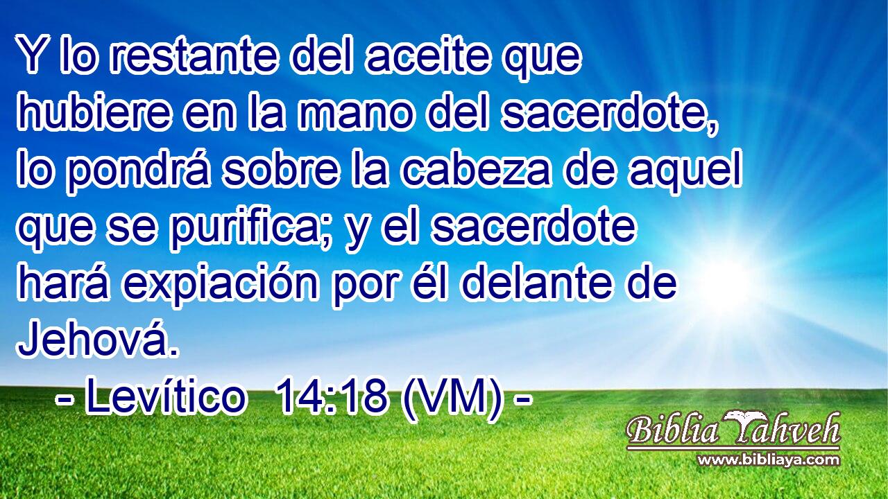  Y lo restante del aceite que hubiere en la mano del sacerdote, lo pondrá sobre la cabeza de aquel que se purifica; y el sacerdote hará expiación por él delante de Jehová. 