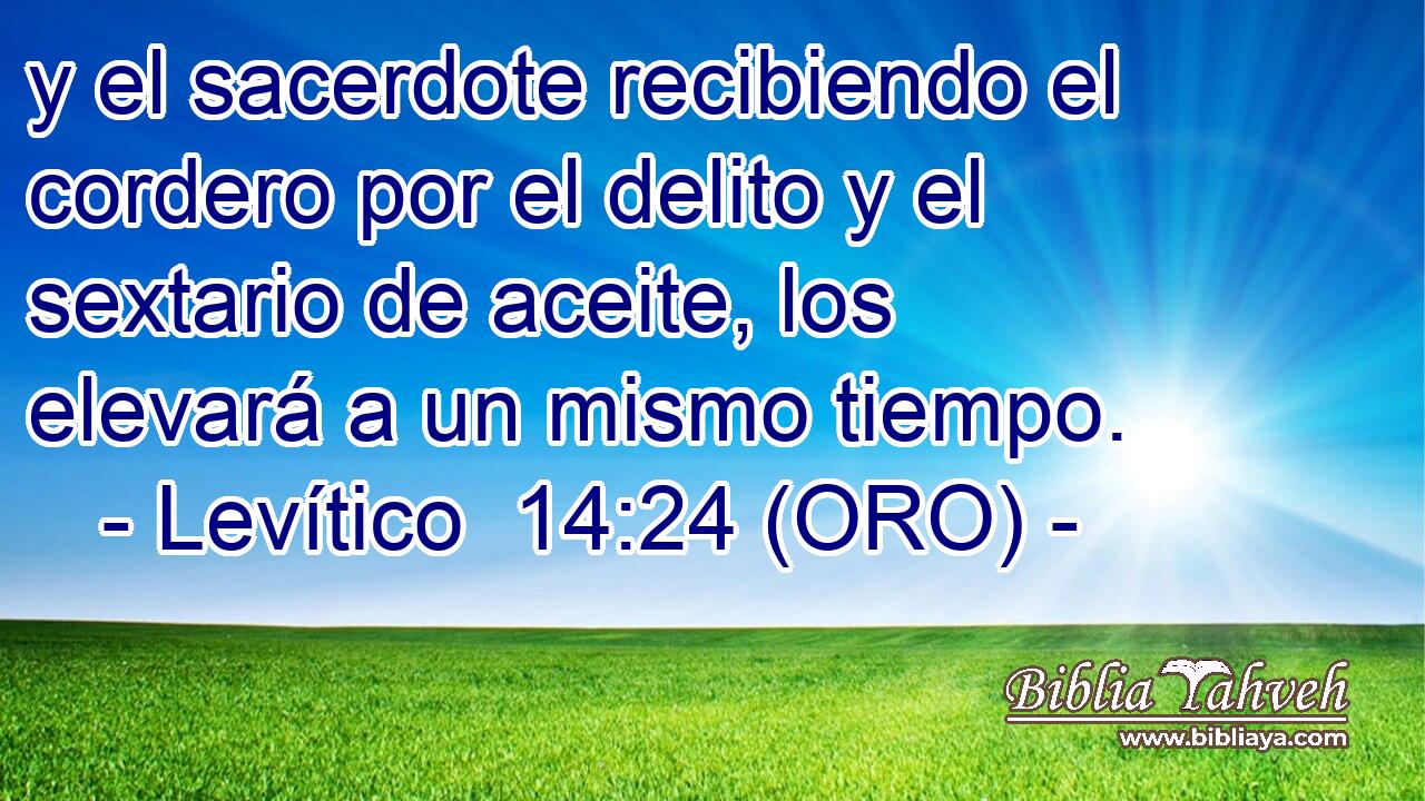  y el sacerdote recibiendo el cordero por el delito y el sextario de aceite, los elevará a un mismo tiempo. 