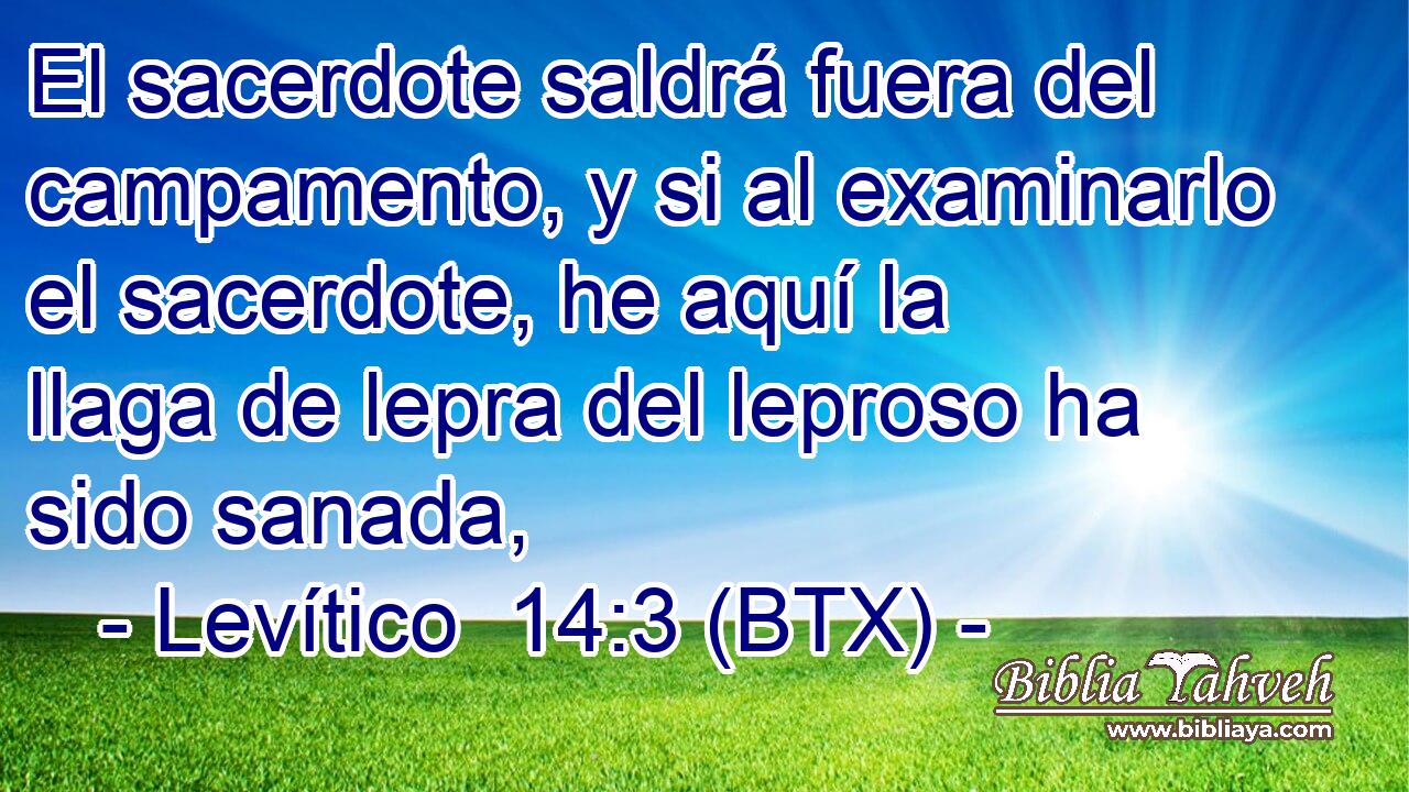 El sacerdote saldrá fuera del campamento, y si al examinarlo el sacerdote, he aquí la llaga de lepra del leproso ha sido sanada,