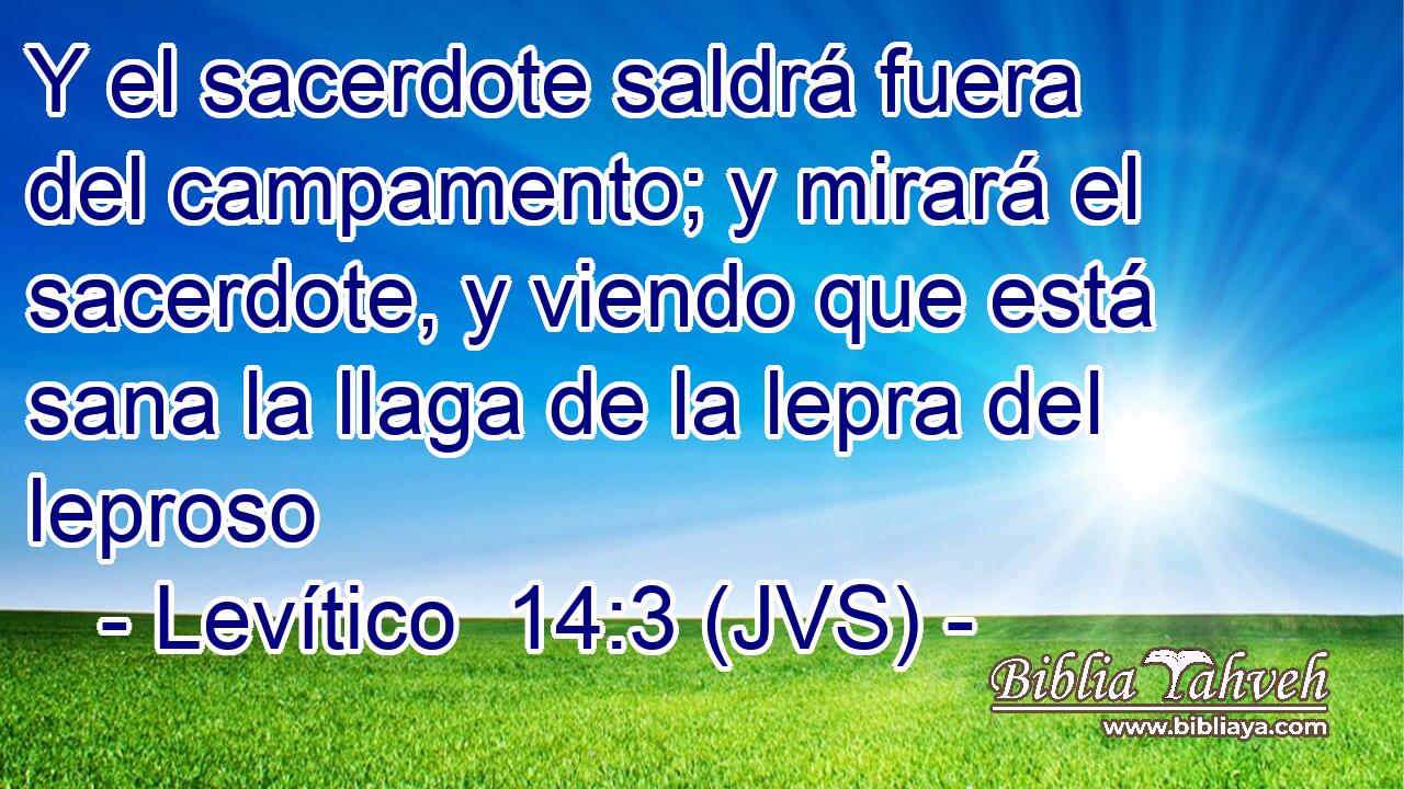 Y el sacerdote saldrá fuera del campamento; y mirará el sacerdote, y viendo que está sana la llaga de la lepra del leproso