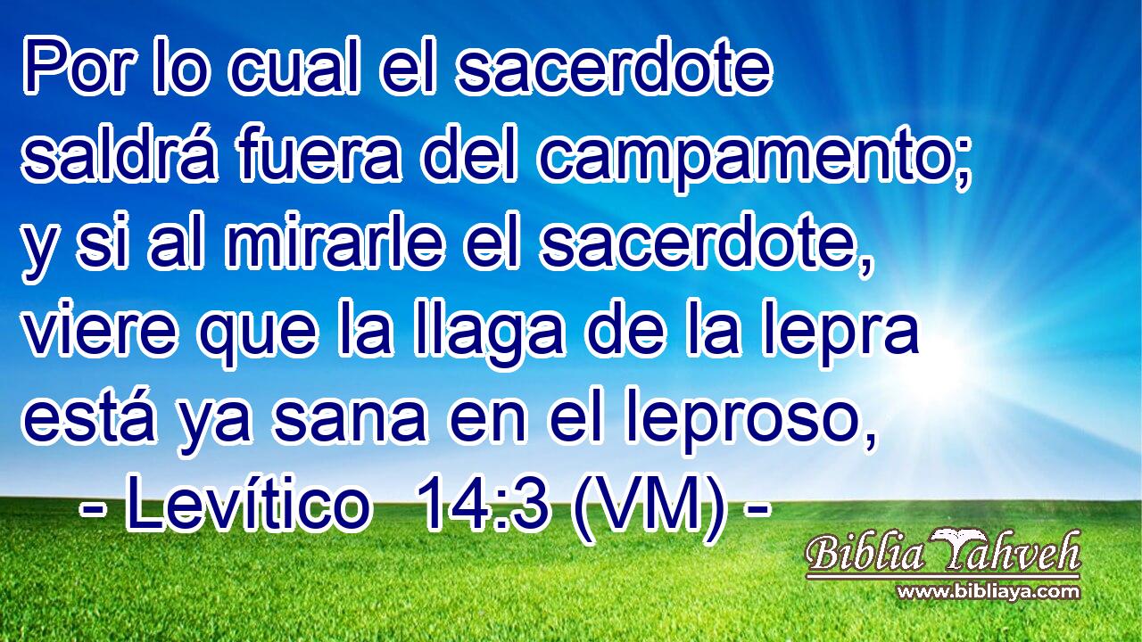  Por lo cual el sacerdote saldrá fuera del campamento; y si al mirarle el sacerdote, viere que la llaga de la lepra está ya sana en el leproso, 