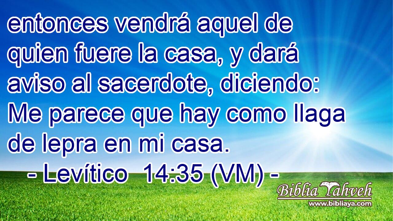  entonces vendrá aquel de quien fuere la casa, y dará aviso al sacerdote, diciendo: Me parece que hay como llaga de lepra en mi casa. 