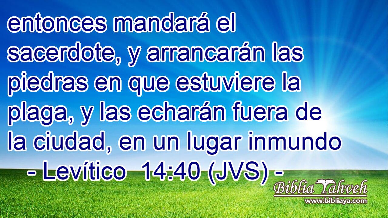 entonces mandará el sacerdote, y arrancarán las piedras en que estuviere la plaga, y las echarán fuera de la ciudad, en un lugar inmundo