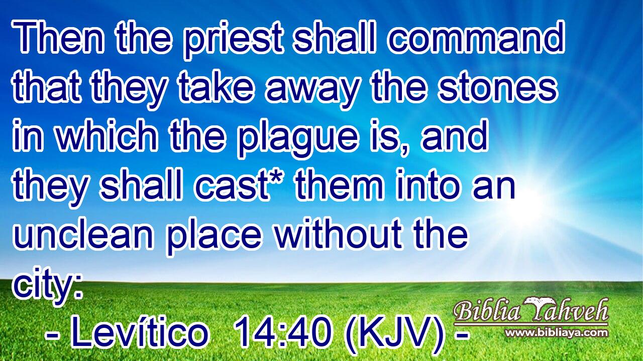 Then the priest shall command that they take away the stones in which the plague is, and they shall cast* them into an unclean place without the city: