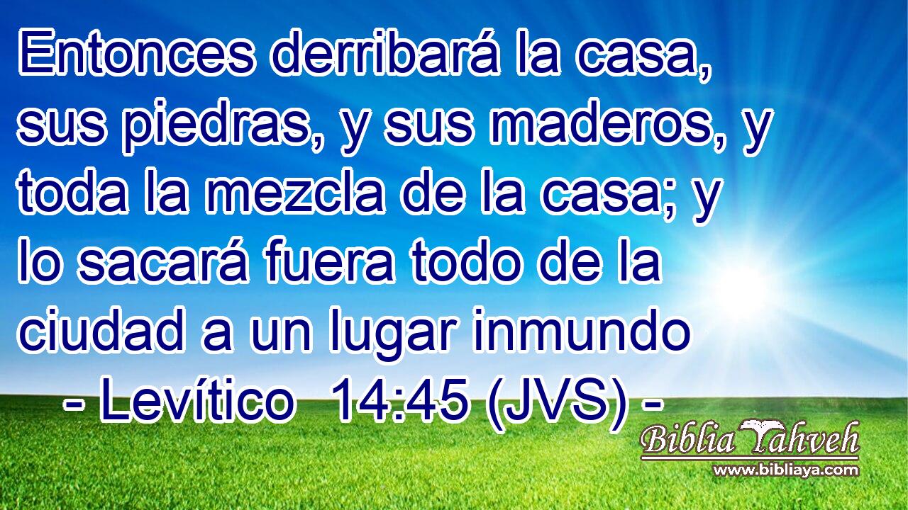Entonces derribará la casa, sus piedras, y sus maderos, y toda la mezcla de la casa; y lo sacará fuera todo de la ciudad a un lugar inmundo