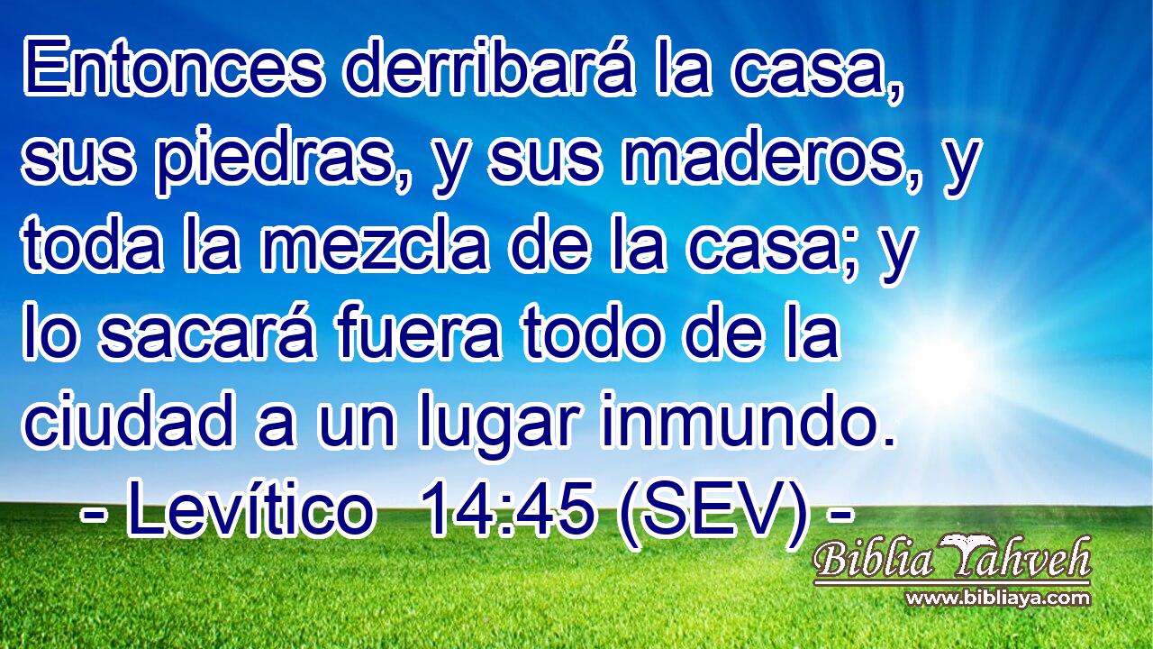 Entonces derribará la casa, sus piedras, y sus maderos, y toda la mezcla de la casa; y lo sacará fuera todo de la ciudad a un lugar inmundo.