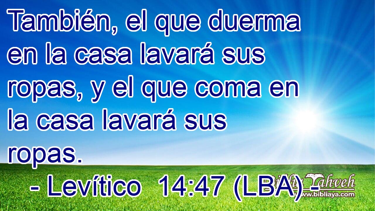 También, el que duerma en la casa lavará sus ropas, y el que coma en la casa lavará sus ropas.