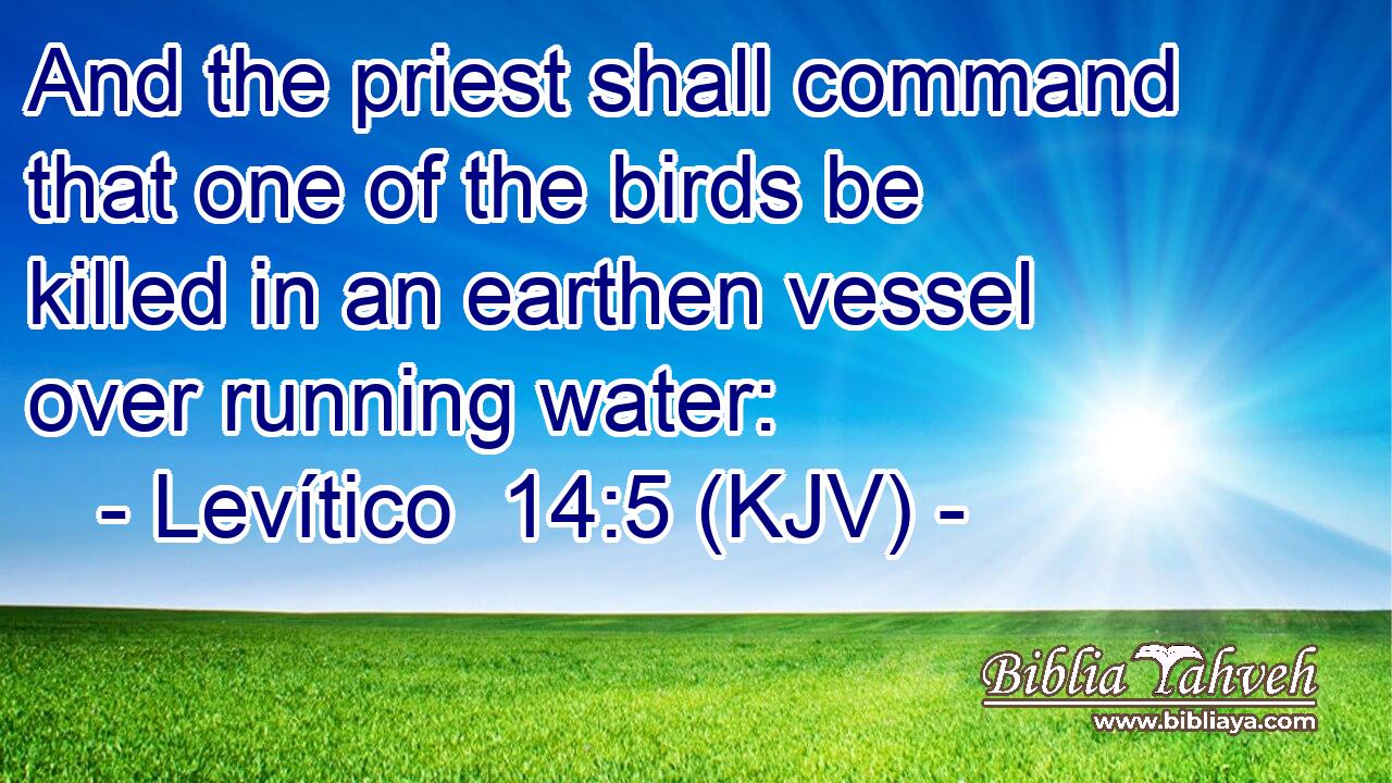 And the priest shall command that one of the birds be killed in an earthen vessel over running water: