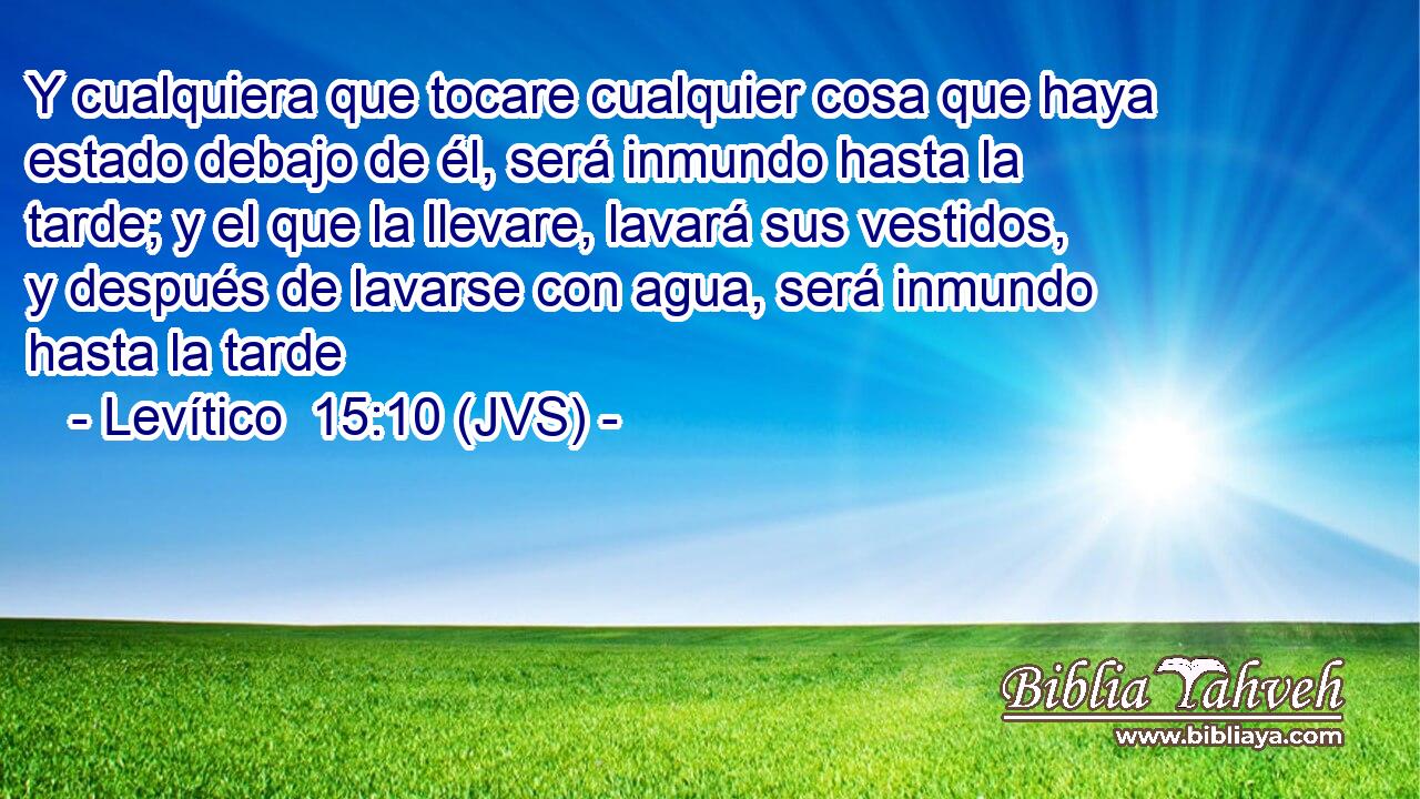 Y cualquiera que tocare cualquier cosa que haya estado debajo de él, será inmundo hasta la tarde; y el que la llevare, lavará sus vestidos, y después de lavarse con agua, será inmundo hasta la tarde