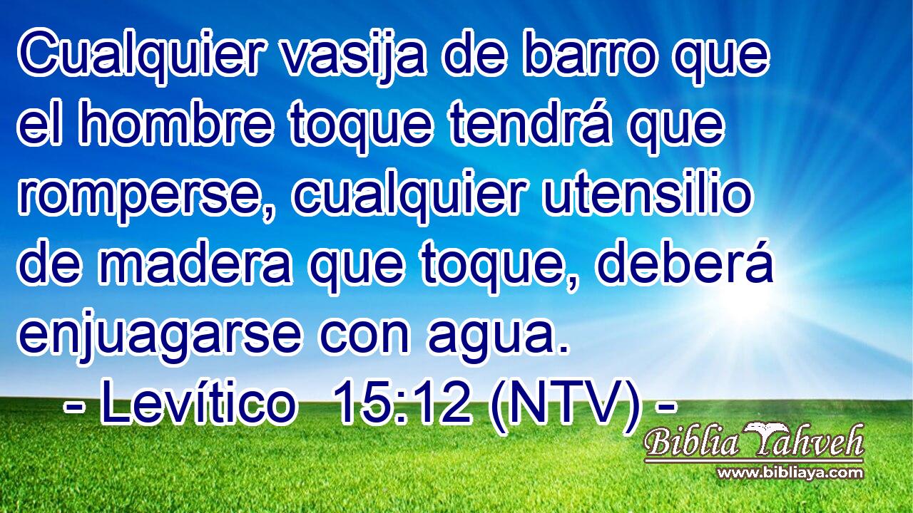 Cualquier vasija de barro que el hombre toque tendrá que romperse, cualquier utensilio de madera que toque, deberá enjuagarse con agua.