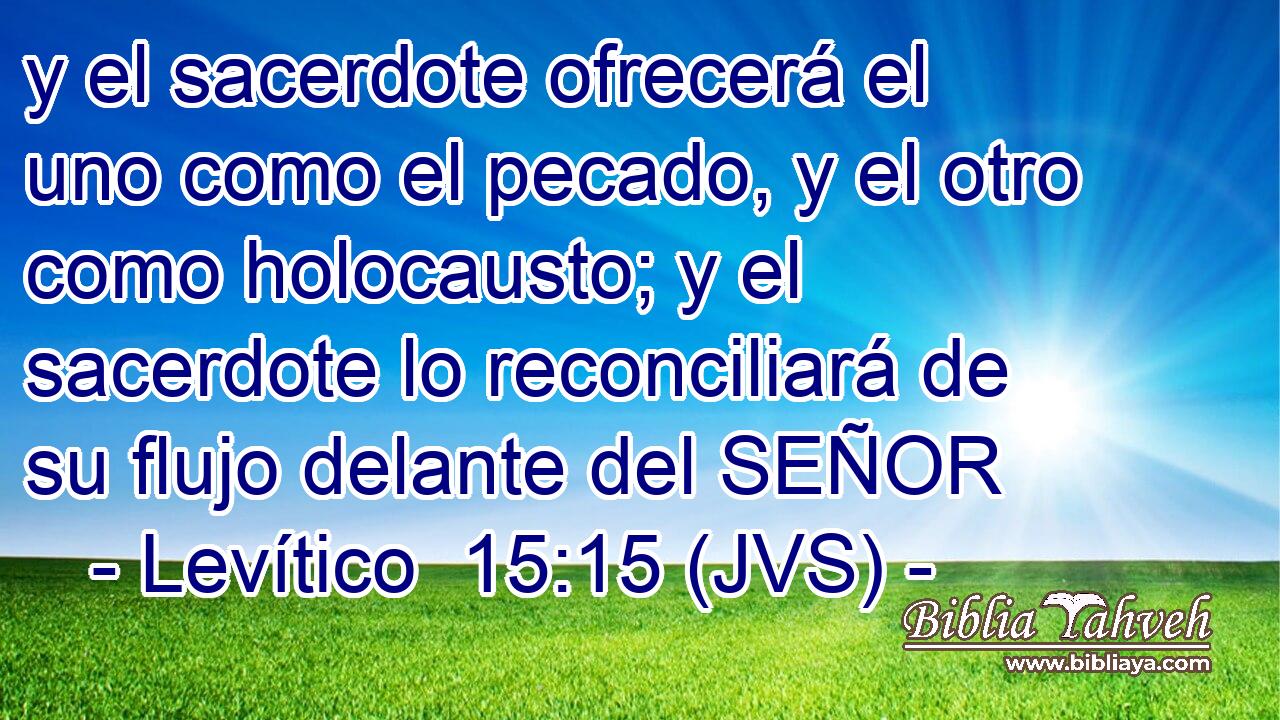 y el sacerdote ofrecerá el uno como el pecado, y el otro como holocausto; y el sacerdote lo reconciliará de su flujo delante del SEÑOR