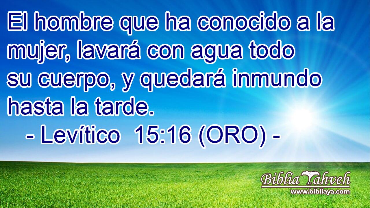  El hombre que ha conocido a la mujer, lavará con agua todo su cuerpo, y quedará inmundo hasta la tarde. 