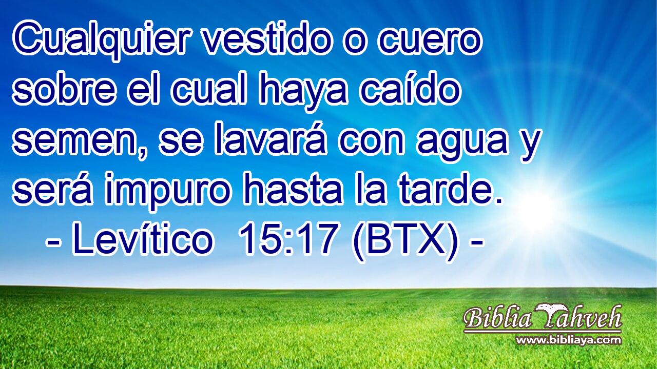 Cualquier vestido o cuero sobre el cual haya caído semen, se lavará con agua y será impuro hasta la tarde.