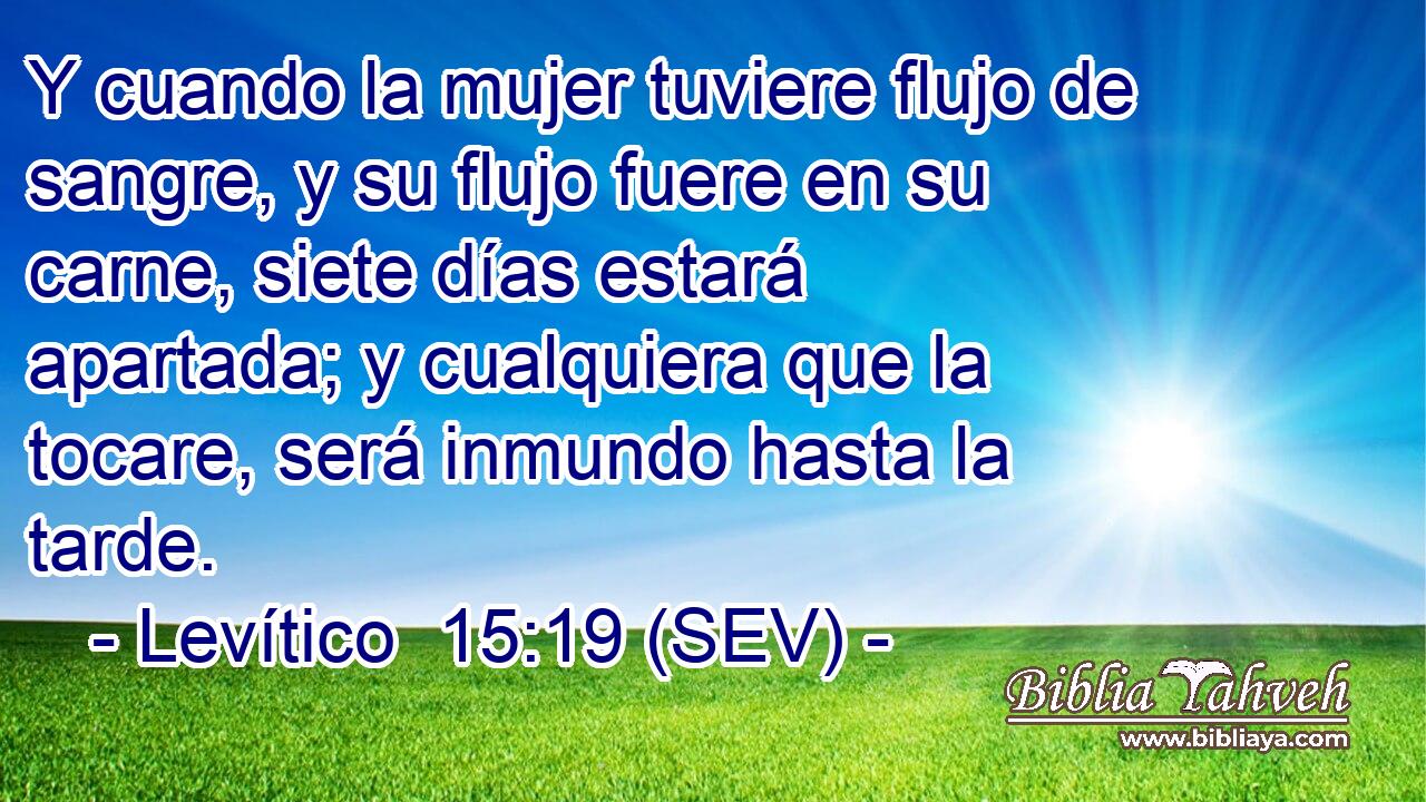 Y cuando la mujer tuviere flujo de sangre, y su flujo fuere en su carne, siete días estará apartada; y cualquiera que la tocare, será inmundo hasta la tarde.