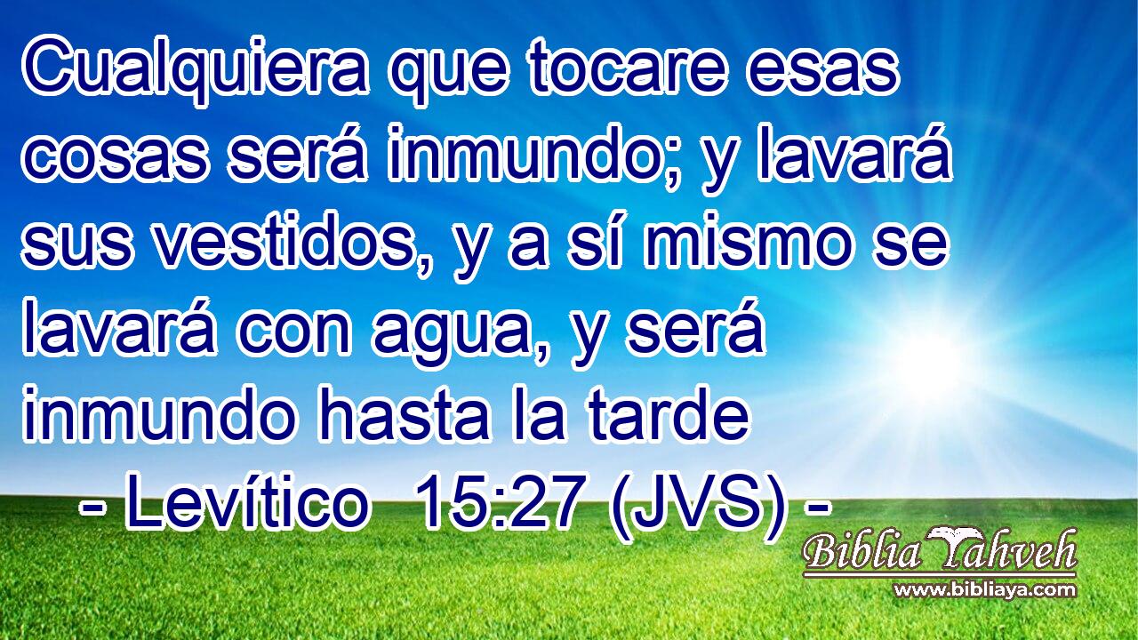 Cualquiera que tocare esas cosas será inmundo; y lavará sus vestidos, y a sí mismo se lavará con agua, y será inmundo hasta la tarde