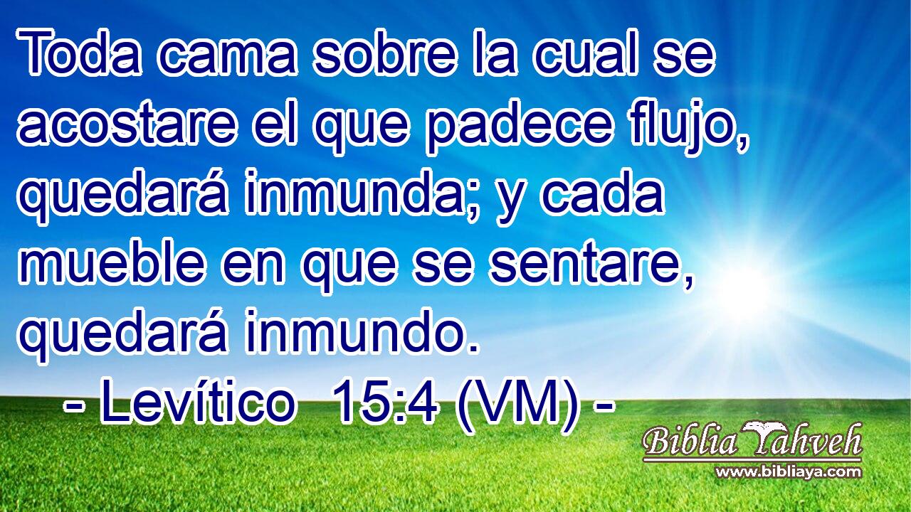  Toda cama sobre la cual se acostare el que padece flujo, quedará inmunda; y cada mueble en que se sentare, quedará inmundo. 