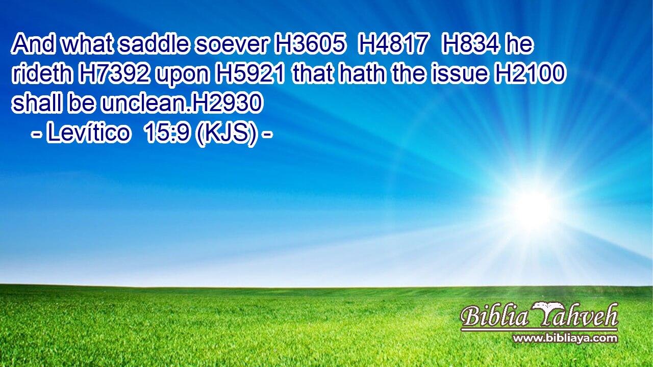 And what saddle soever H3605  H4817  H834 he rideth H7392 upon H5921 that hath the issue H2100 shall be unclean.H2930
