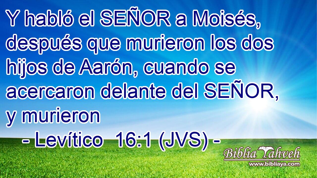 Y habló el SEÑOR a Moisés, después que murieron los dos hijos de Aarón, cuando se acercaron delante del SEÑOR, y murieron