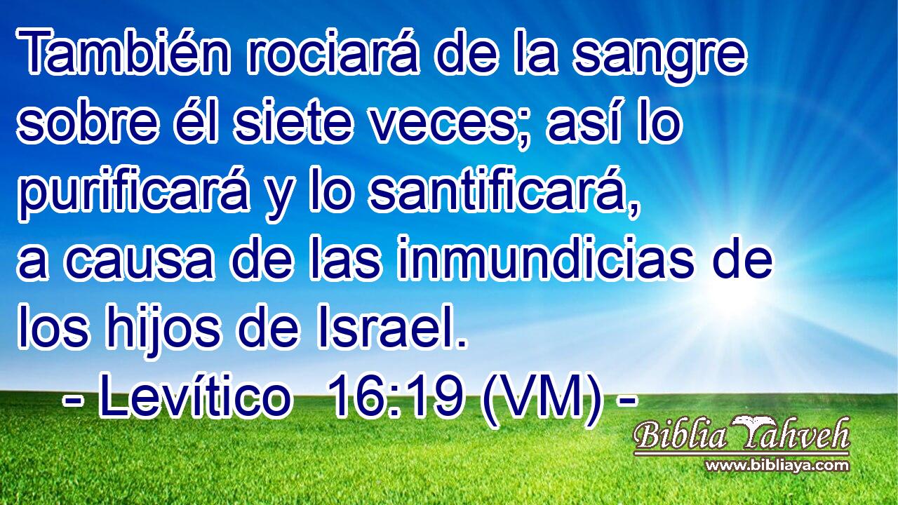  También rociará de la sangre sobre él siete veces; así lo purificará y lo santificará, a causa de las inmundicias de los hijos de Israel. 