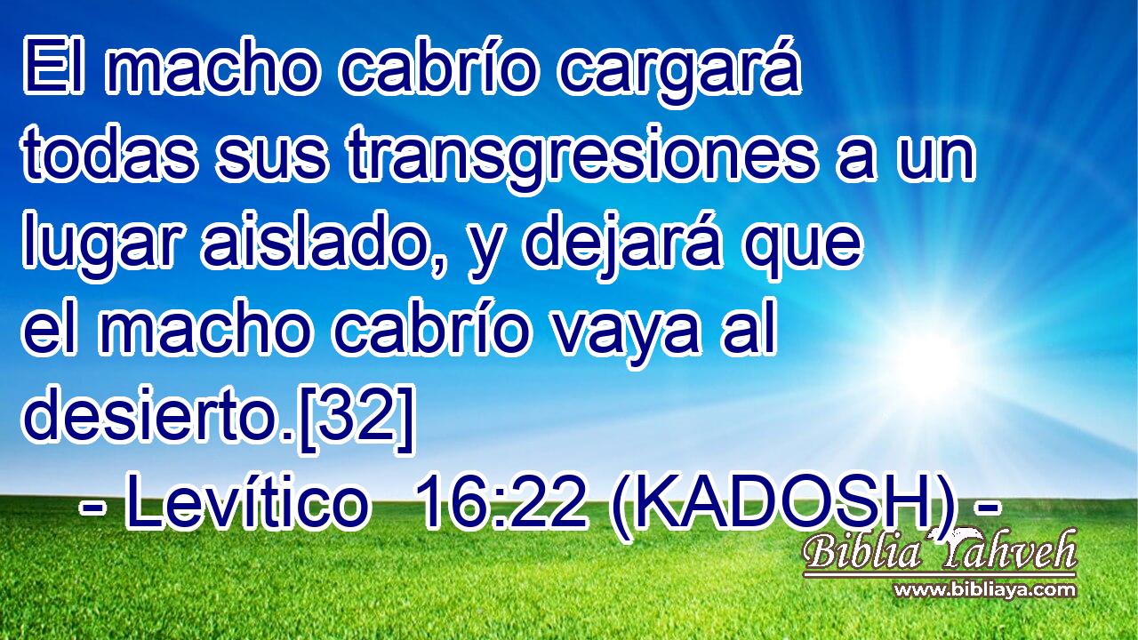  El macho cabrío cargará todas sus transgresiones a un lugar aislado, y dejará que el macho cabrío vaya al desierto.[32] 