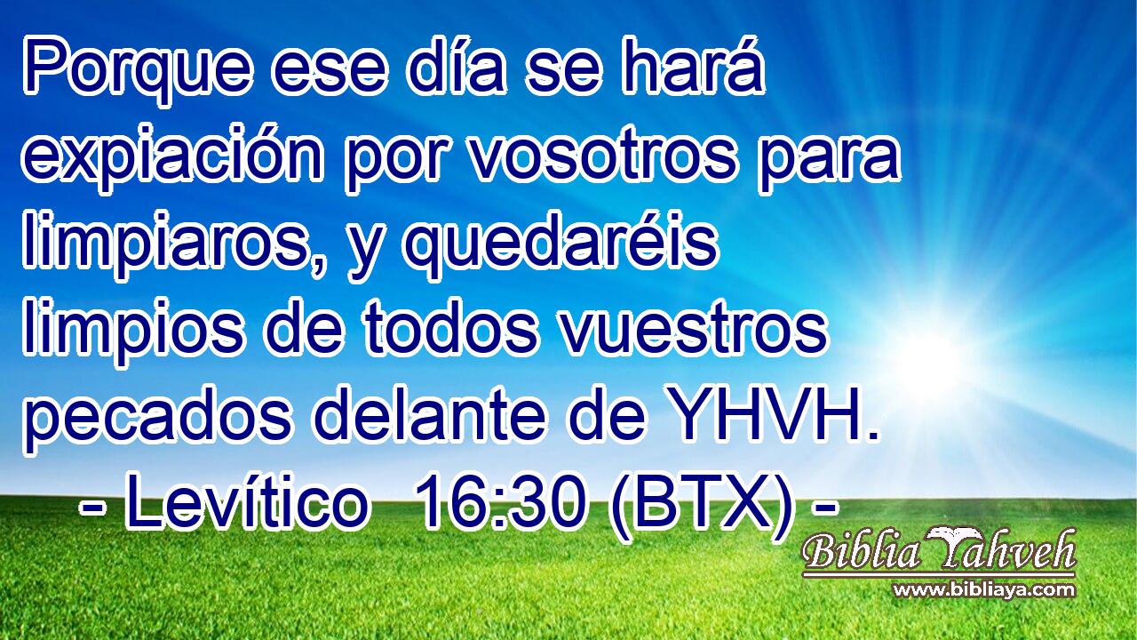 Porque ese día se hará expiación por vosotros para limpiaros, y quedaréis limpios de todos vuestros pecados delante de YHVH.