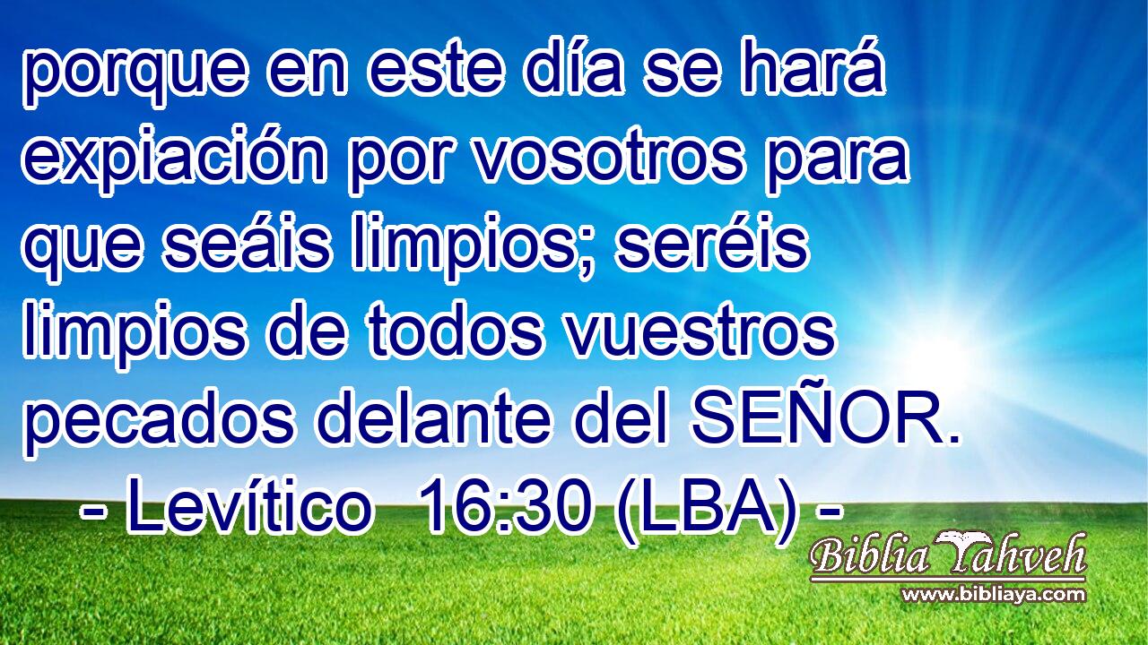 porque en este día se hará expiación por vosotros para que seáis limpios; seréis limpios de todos vuestros pecados delante del SEÑOR.