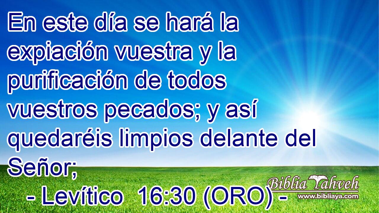  En este día se hará la expiación vuestra y la purificación de todos vuestros pecados; y así quedaréis limpios delante del Señor; 