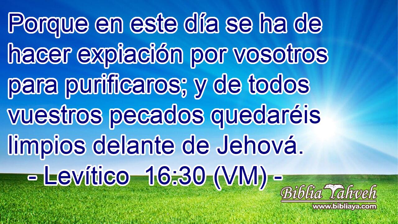  Porque en este día se ha de hacer expiación por vosotros para purificaros; y de todos vuestros pecados quedaréis limpios delante de Jehová. 