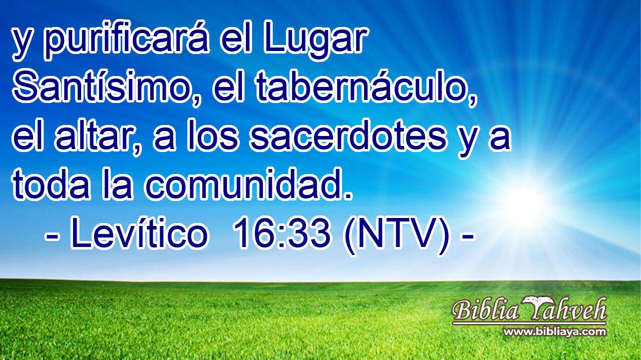y purificará el Lugar Santísimo, el tabernáculo, el altar, a los sacerdotes y a toda la comunidad.