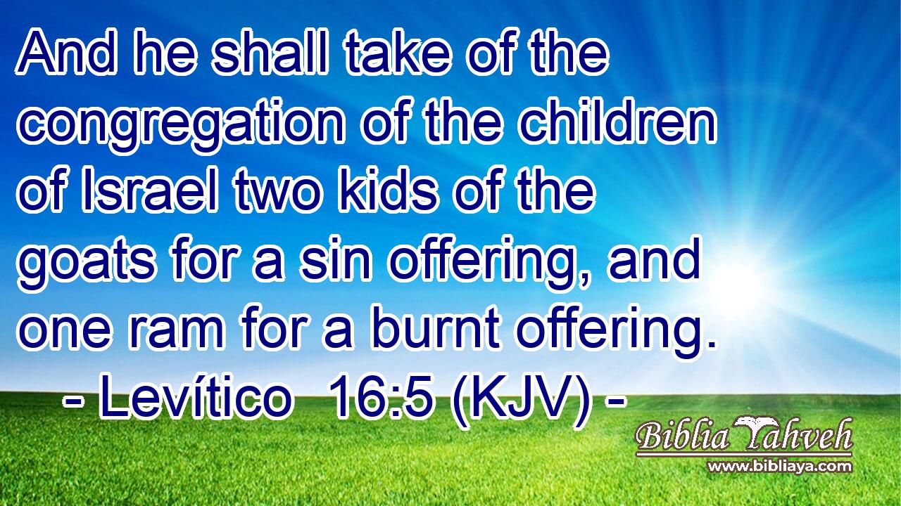 And he shall take of the congregation of the children of Israel two kids of the goats for a sin offering, and one ram for a burnt offering.