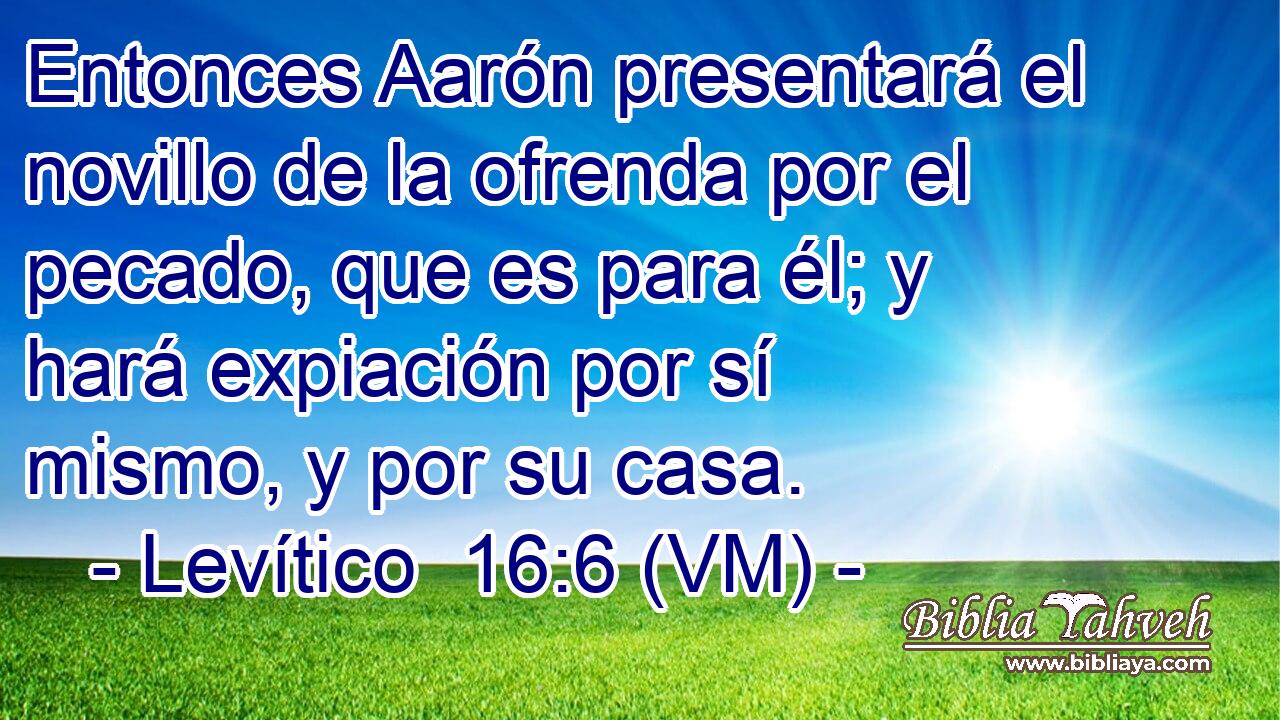  Entonces Aarón presentará el novillo de la ofrenda por el pecado, que es para él; y hará expiación por sí mismo, y por su casa. 