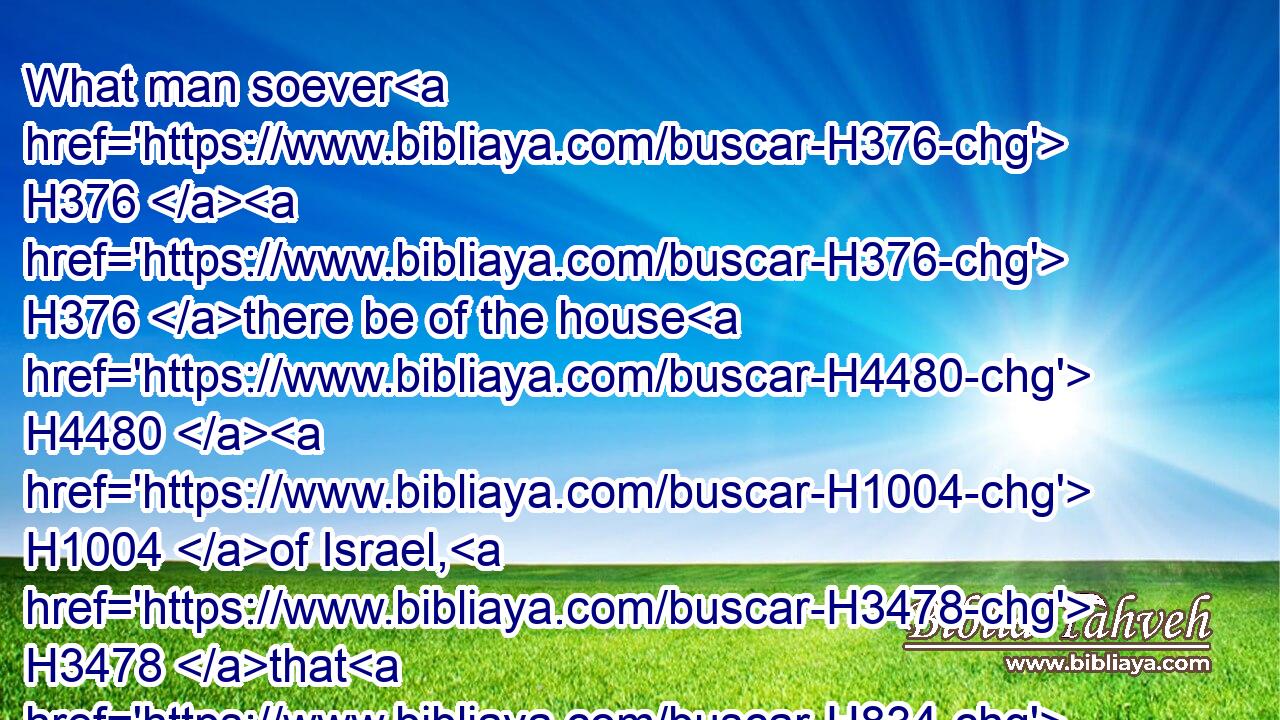 What man soever H376  H376 there be of the house H4480  H1004 of Israel, H3478 that H834 killeth H7819 an ox, H7794 or H176 lamb, H3775 or H176 goat, H5795 in the camp, H4264 or H176 that H834 killeth H7819 it out of H4480  H2351 the camp,H4264