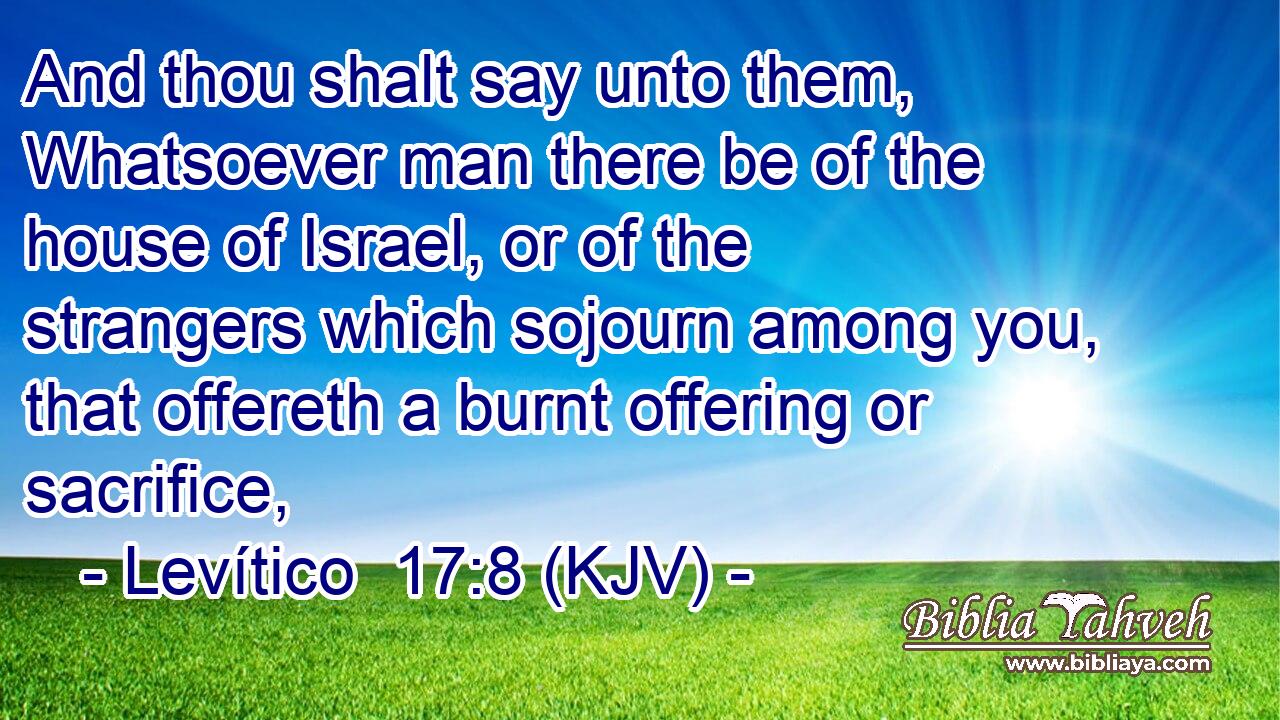 And thou shalt say unto them, Whatsoever man there be of the house of Israel, or of the strangers which sojourn among you, that offereth a burnt offering or sacrifice,