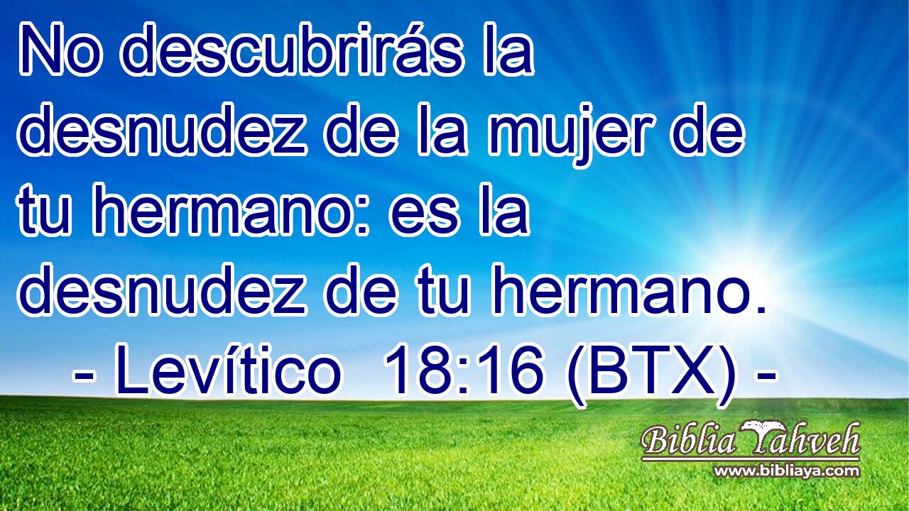 No descubrirás la desnudez de la mujer de tu hermano: es la desnudez de tu hermano.