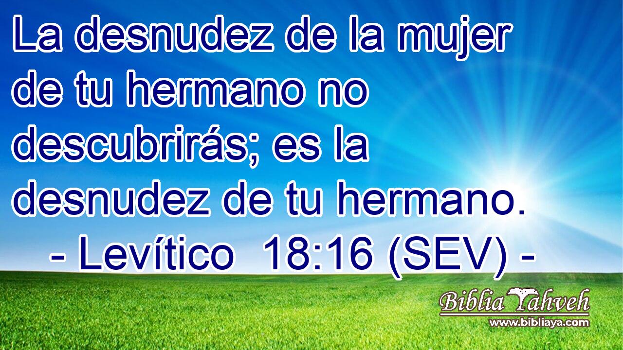 La desnudez de la mujer de tu hermano no descubrirás; es la desnudez de tu hermano.