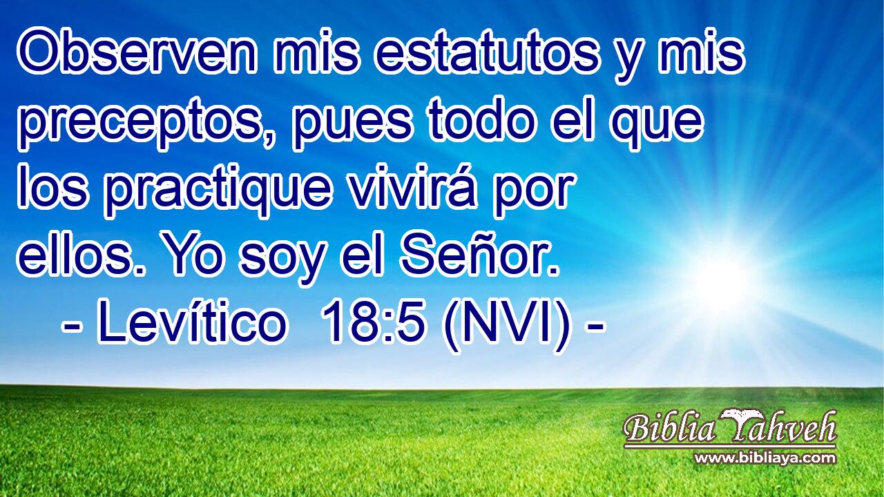  Observen mis estatutos y mis preceptos, pues todo el que los practique vivirá por ellos. Yo soy el Señor. 