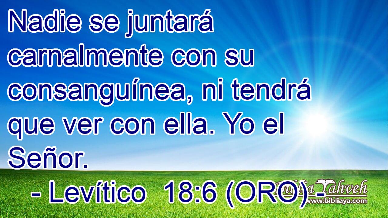  Nadie se juntará carnalmente con su consanguínea, ni tendrá que ver con ella. Yo el Señor. 