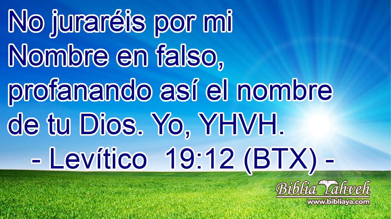 No juraréis por mi Nombre en falso, profanando así el nombre de tu Dios. Yo, YHVH.