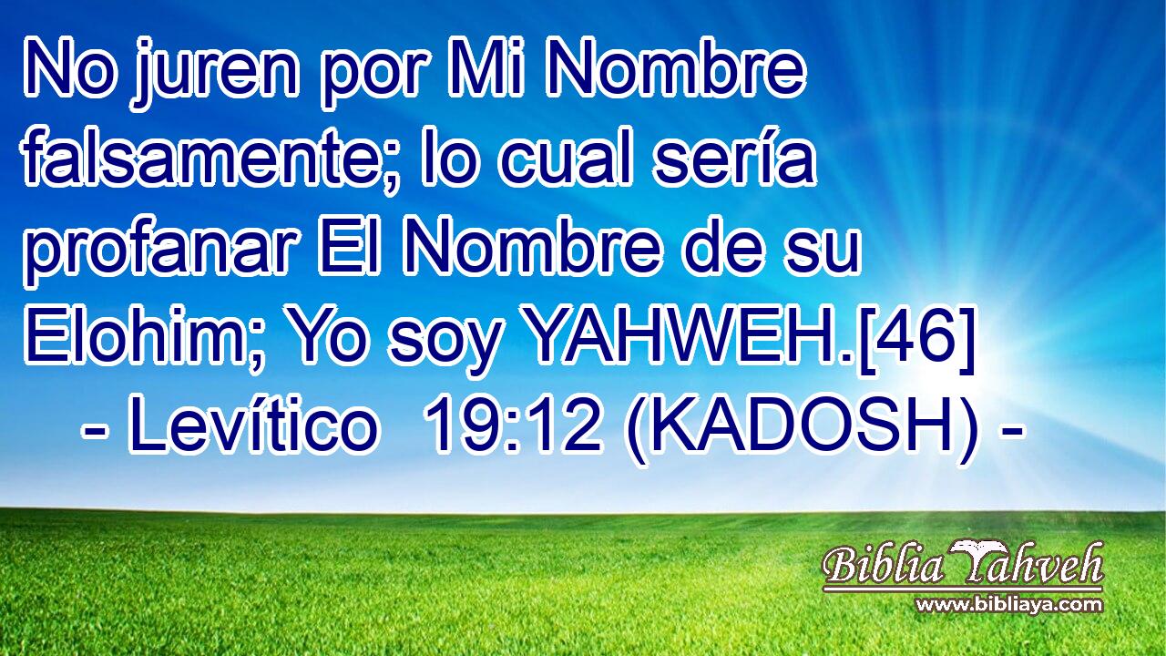  No juren por Mi Nombre falsamente; lo cual sería profanar El Nombre de su Elohim; Yo soy YAHWEH.[46] 