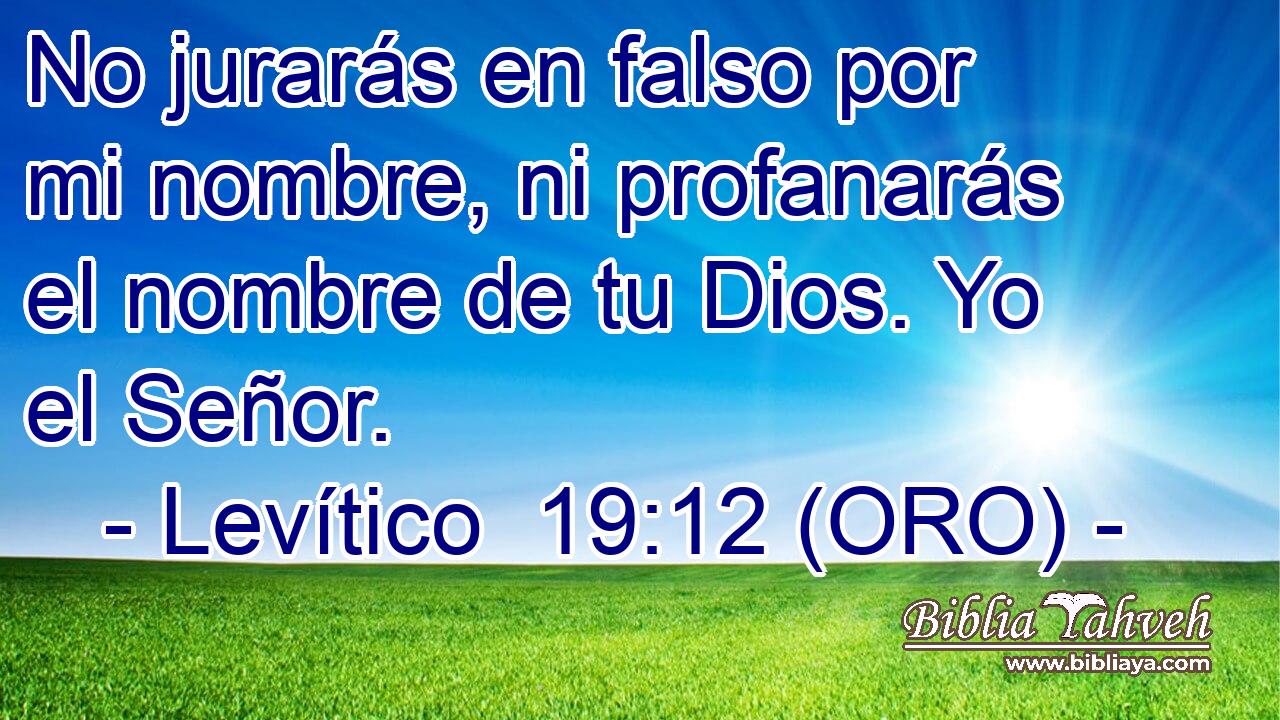  No jurarás en falso por mi nombre, ni profanarás el nombre de tu Dios. Yo el Señor. 