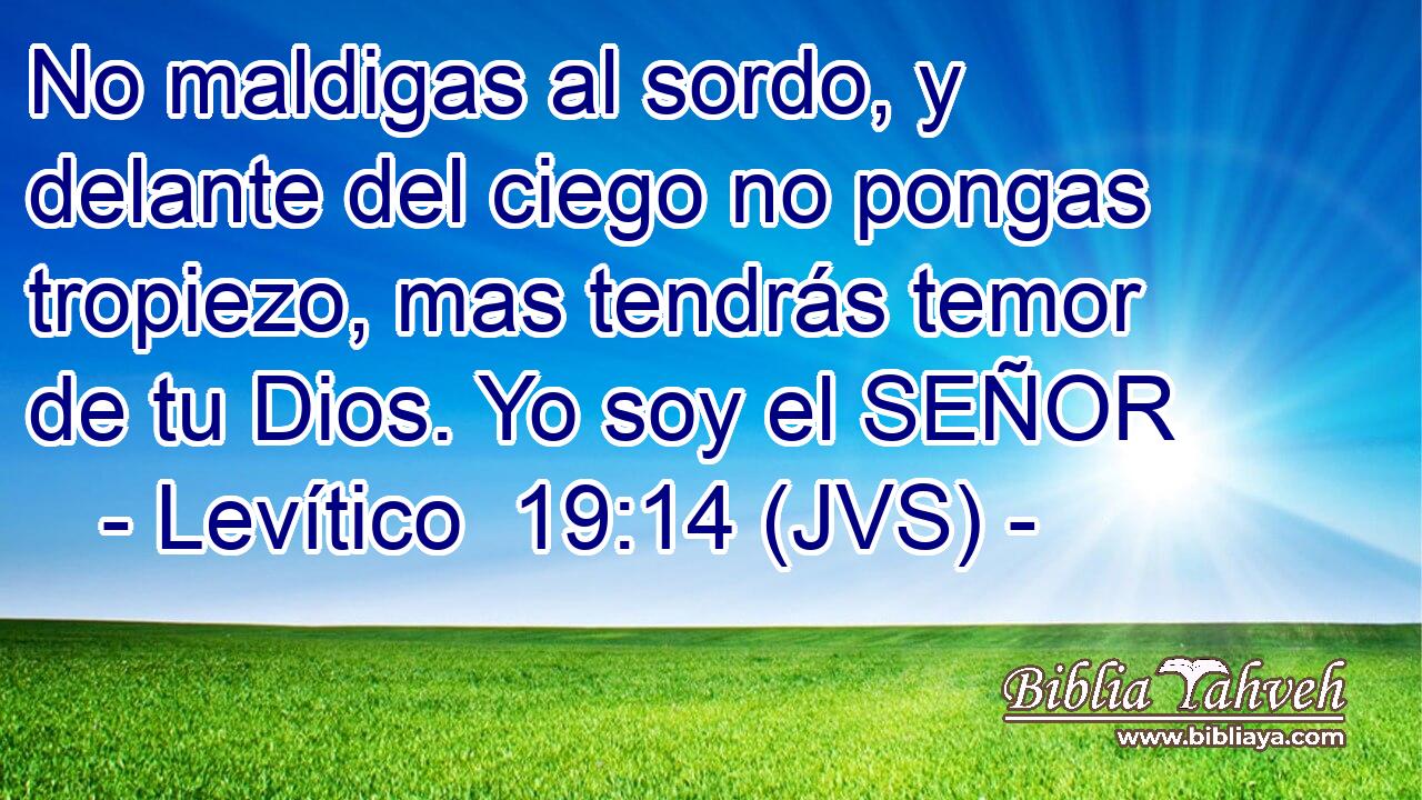 No maldigas al sordo, y delante del ciego no pongas tropiezo, mas tendrás temor de tu Dios. Yo soy el SEÑOR