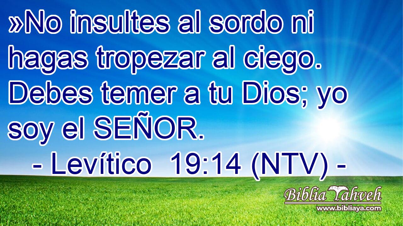 »No insultes al sordo ni hagas tropezar al ciego. Debes temer a tu Dios; yo soy el SEÑOR.