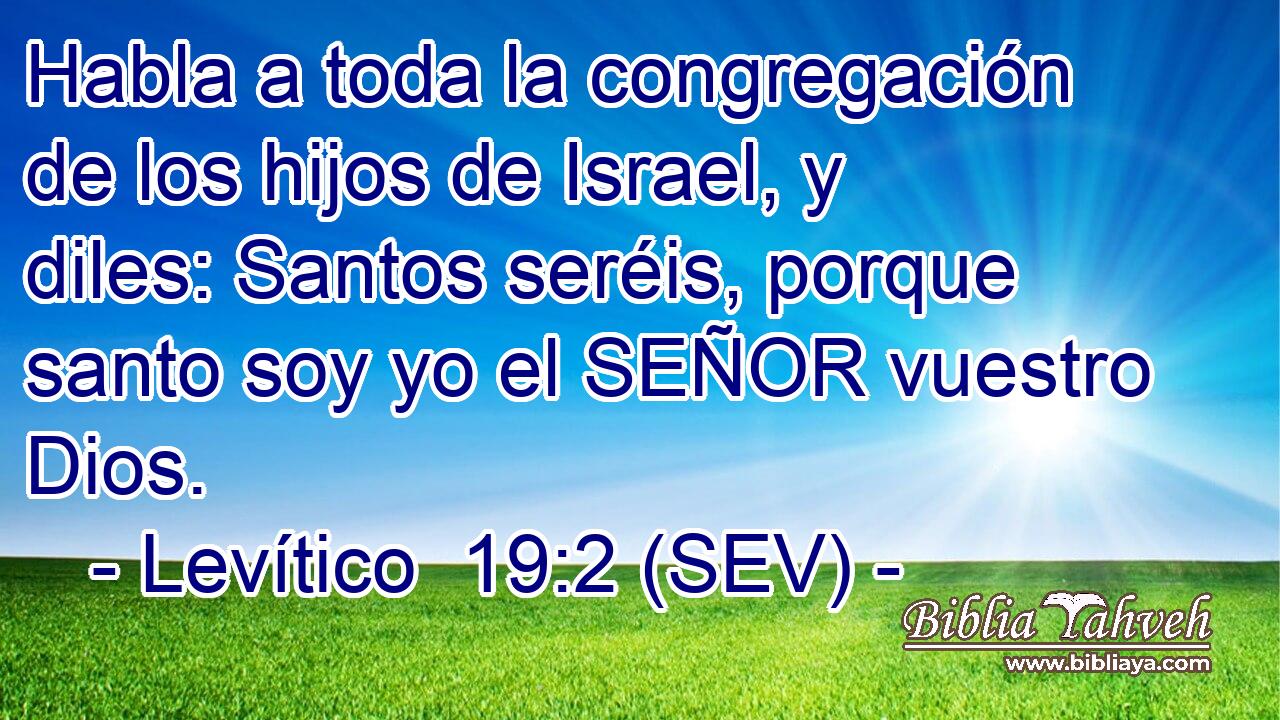 Habla a toda la congregación de los hijos de Israel, y diles: Santos seréis, porque santo soy yo el SEÑOR vuestro Dios.