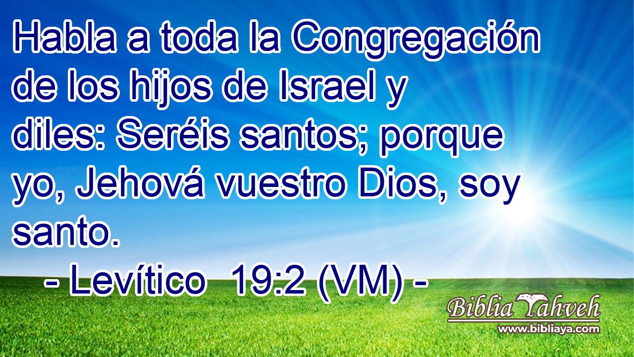  Habla a toda la Congregación de los hijos de Israel y diles: Seréis santos; porque yo, Jehová vuestro Dios, soy santo. 