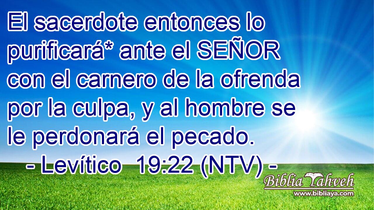 El sacerdote entonces lo purificará* ante el SEÑOR con el carnero de la ofrenda por la culpa, y al hombre se le perdonará el pecado.
